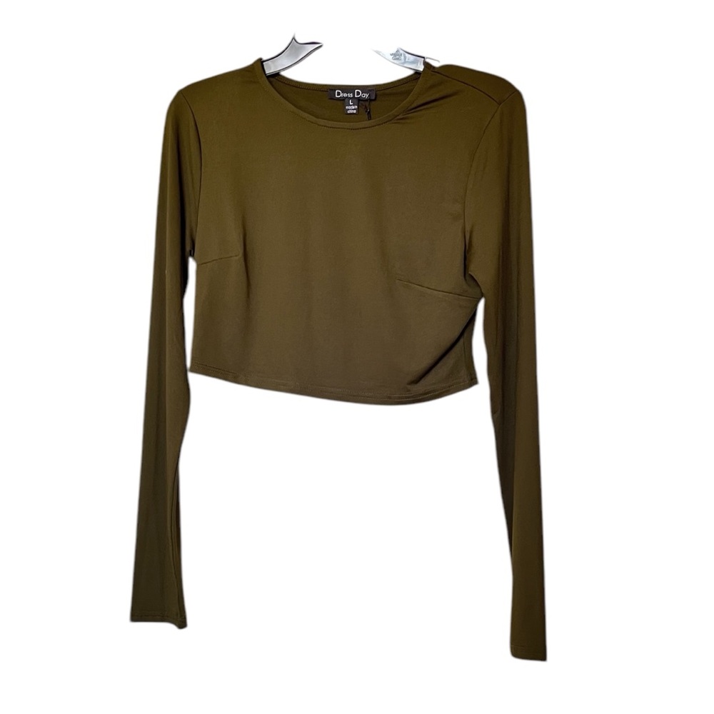 NWT Olive Green Two-Piece Set Crop Top & Flowy Pants by Dress Day - Picture 2 of 7